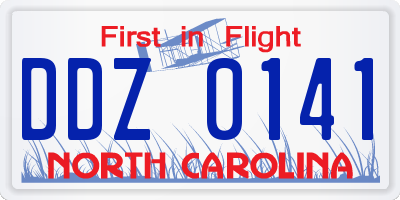 NC license plate DDZ0141