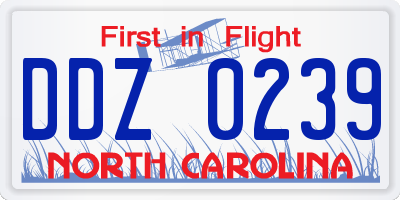 NC license plate DDZ0239