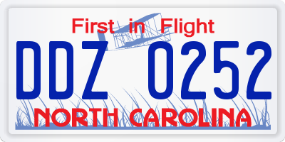NC license plate DDZ0252