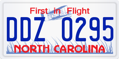 NC license plate DDZ0295