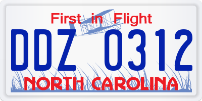 NC license plate DDZ0312