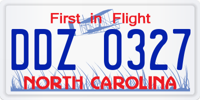 NC license plate DDZ0327