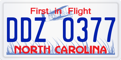 NC license plate DDZ0377