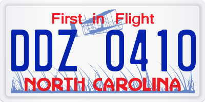 NC license plate DDZ0410