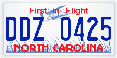 NC license plate DDZ0425