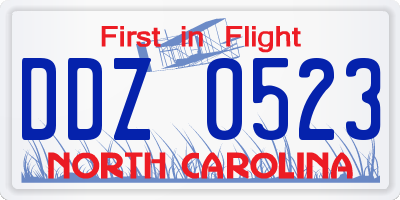 NC license plate DDZ0523