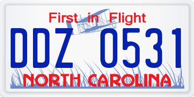 NC license plate DDZ0531