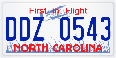 NC license plate DDZ0543