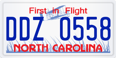 NC license plate DDZ0558
