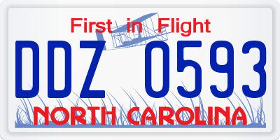 NC license plate DDZ0593