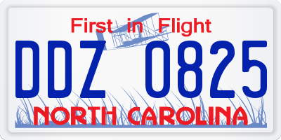 NC license plate DDZ0825