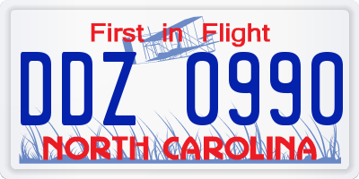 NC license plate DDZ0990