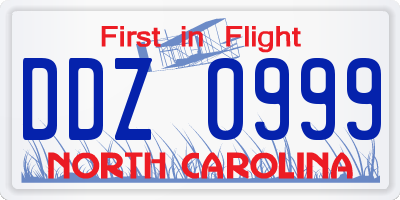 NC license plate DDZ0999