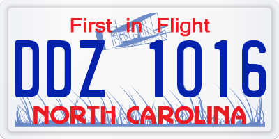 NC license plate DDZ1016