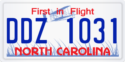 NC license plate DDZ1031