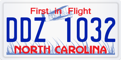 NC license plate DDZ1032