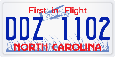 NC license plate DDZ1102