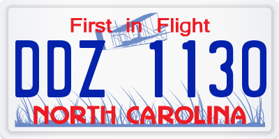 NC license plate DDZ1130