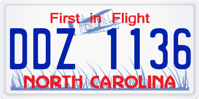 NC license plate DDZ1136