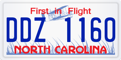 NC license plate DDZ1160