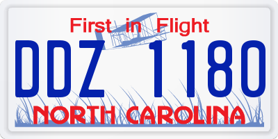 NC license plate DDZ1180
