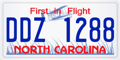 NC license plate DDZ1288