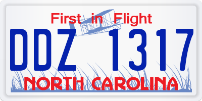 NC license plate DDZ1317
