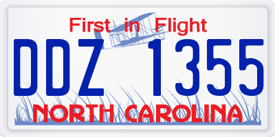 NC license plate DDZ1355