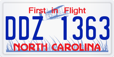 NC license plate DDZ1363