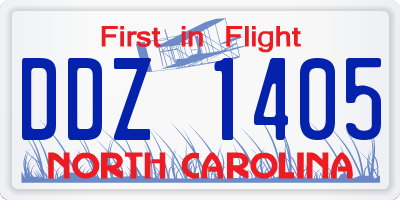 NC license plate DDZ1405