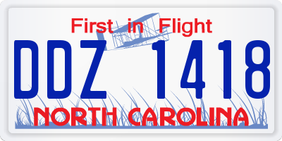 NC license plate DDZ1418