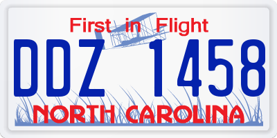 NC license plate DDZ1458