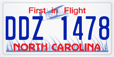 NC license plate DDZ1478