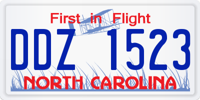 NC license plate DDZ1523