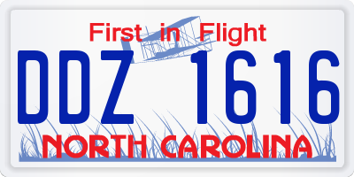 NC license plate DDZ1616