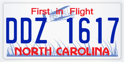 NC license plate DDZ1617