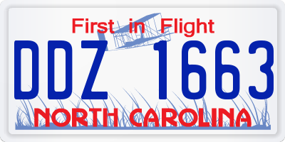 NC license plate DDZ1663