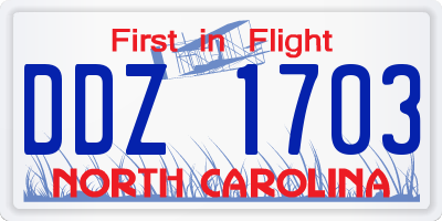 NC license plate DDZ1703