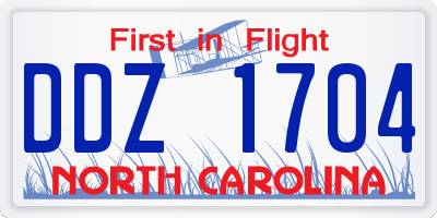 NC license plate DDZ1704