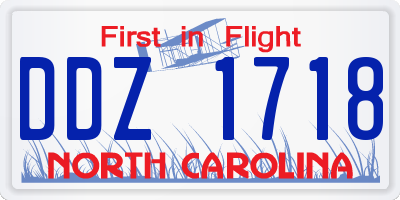 NC license plate DDZ1718