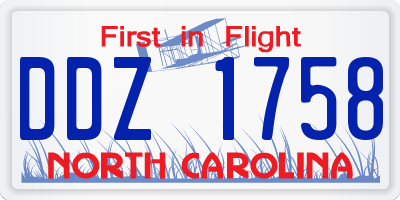 NC license plate DDZ1758