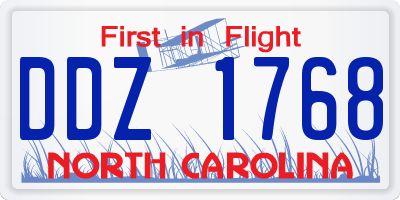 NC license plate DDZ1768