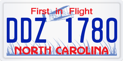 NC license plate DDZ1780
