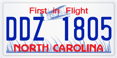 NC license plate DDZ1805