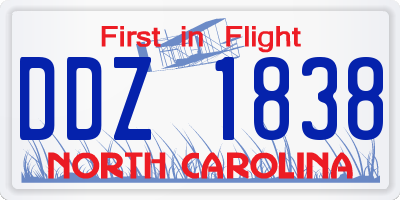 NC license plate DDZ1838