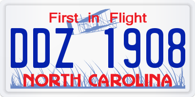 NC license plate DDZ1908