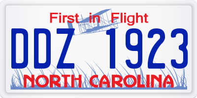 NC license plate DDZ1923