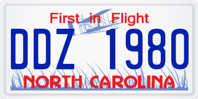 NC license plate DDZ1980