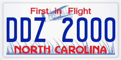 NC license plate DDZ2000
