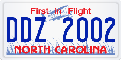 NC license plate DDZ2002